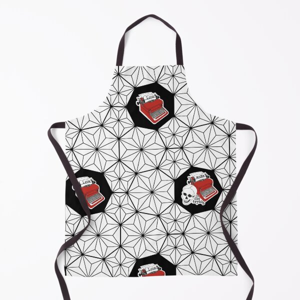 Item preview, "Love" Typewriters and "Write or die trying" with Skull in Poppy Red on Heptagon Tesselation Lattice in Black and White designed and sold by leonardoscompas.