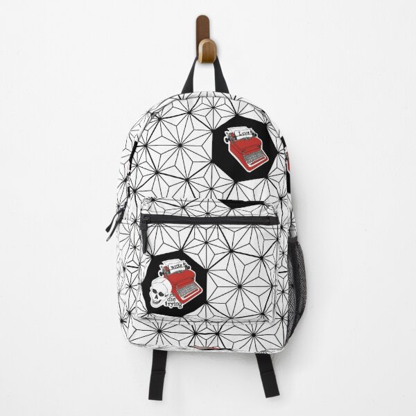 Item preview, "Love" Typewriters and "Write or die trying" with Skull in Poppy Red on Heptagon Tesselation Lattice in Black and White designed and sold by leonardoscompas.