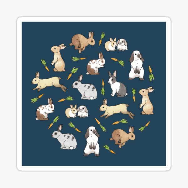 Item preview, Rabbits on navy background designed and sold by HazelFisher.