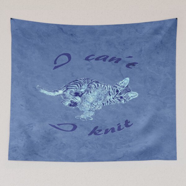 Item preview, Chaton à la pelota - marbled blue version, text in english designed and sold by SylvieG18.
