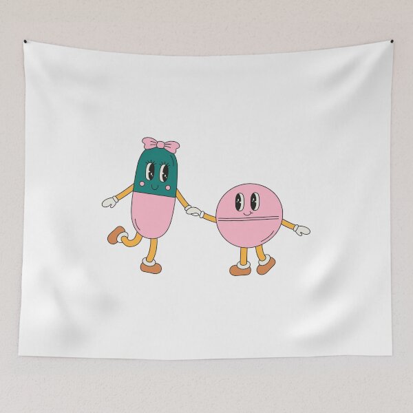 Item preview, Cute Pills, Cartoon Pills, Pill Buddies, Pill Friends, Pink Green Pills designed and sold by ZodiacKat.