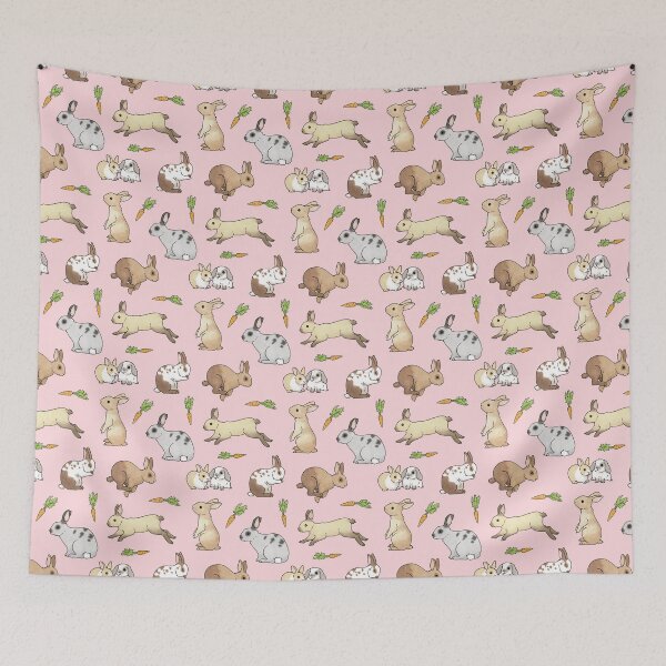 Item preview, Rabbits - Cute Bunnies and Carrots on a pale pink background designed and sold by HazelFisher.