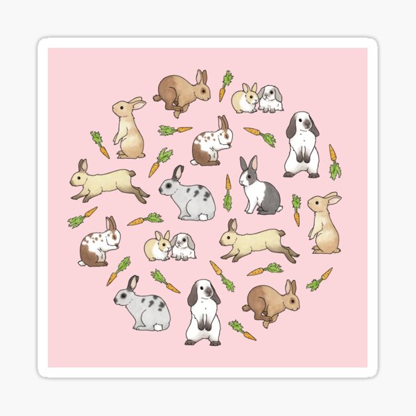 Item preview, Rabbits - Cute Bunnies and Carrots on a pale pink background designed and sold by HazelFisher.