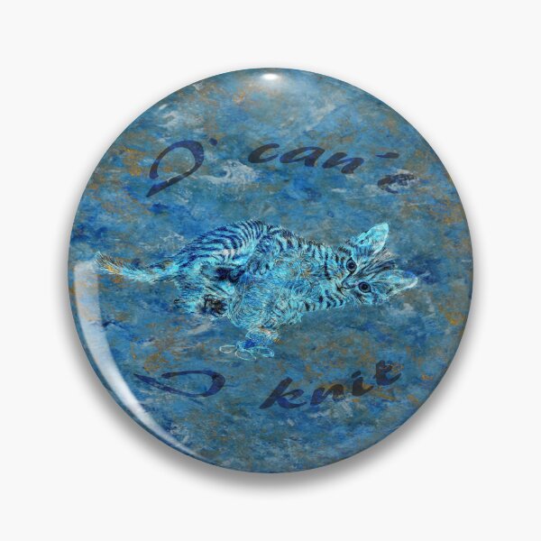 Item preview, Chaton à la pelota - marbled blue-gold version, text in English designed and sold by SylvieG18.