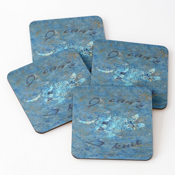 Item preview, Chaton à la pelota - marbled blue-gold version, text in English designed and sold by SylvieG18.