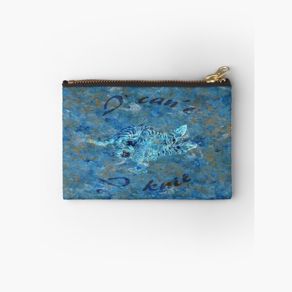 Item preview, Chaton à la pelota - marbled blue-gold version, text in English designed and sold by SylvieG18.