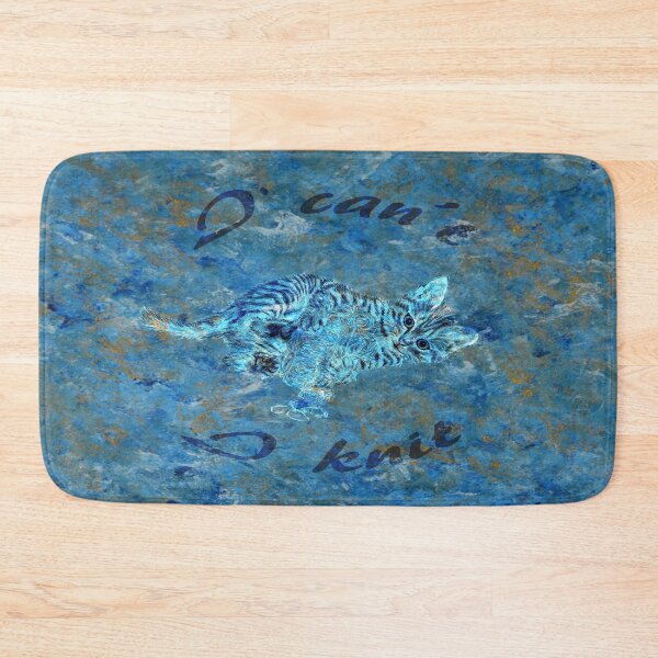Item preview, Chaton à la pelota - marbled blue-gold version, text in English designed and sold by SylvieG18.