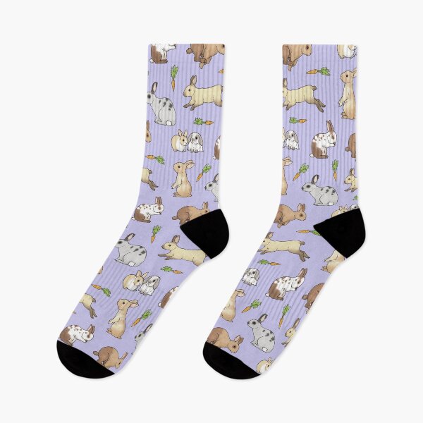 Item preview, Rabbits - Cute Bunnies and Carrots on a lavender background designed and sold by HazelFisher.