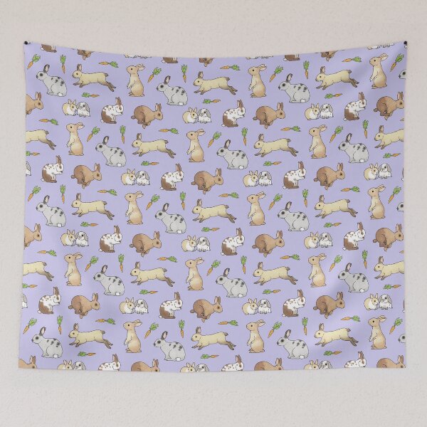 Item preview, Rabbits - Cute Bunnies and Carrots on a lavender background designed and sold by HazelFisher.