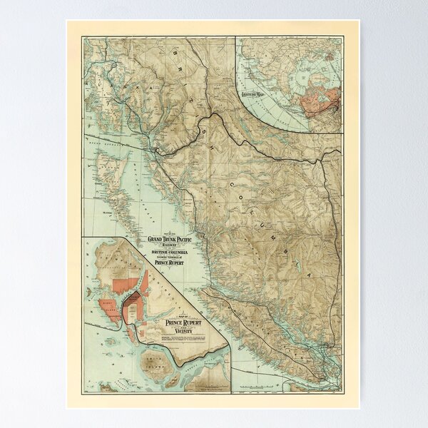 Item preview, Vintage British Columbia Canada Map (1910) Old Western Canadian Province Atlas designed and sold by BravuraMedia.