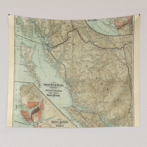 Item preview, Vintage British Columbia Canada Map (1910) Old Western Canadian Province Atlas designed and sold by BravuraMedia.