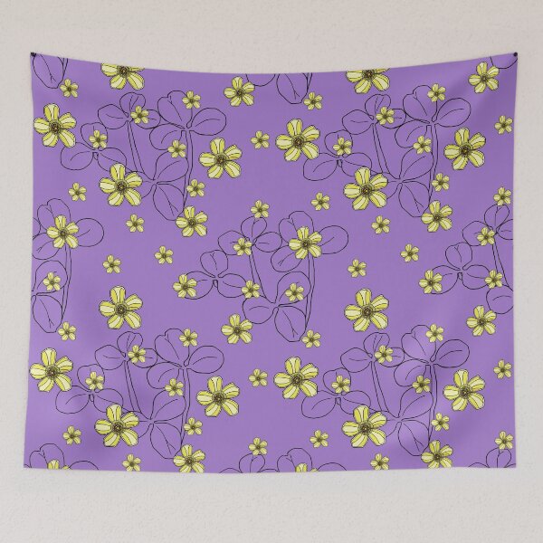 Item preview, Yellow clover flowers on purple designed and sold by Colleen Macomber.