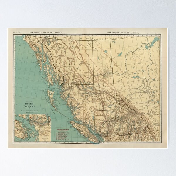 Item preview, Vintage British Columbia Canada Map (1924) Old Western Canadian Province Atlas designed and sold by BravuraMedia.