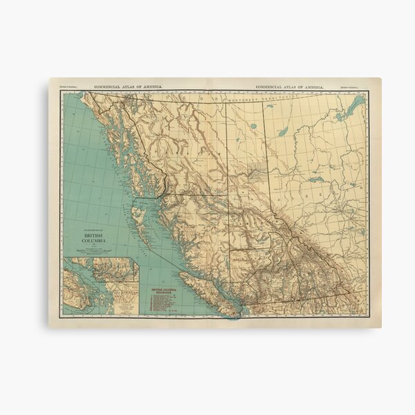 Item preview, Vintage British Columbia Canada Map (1924) Old Western Canadian Province Atlas designed and sold by BravuraMedia.