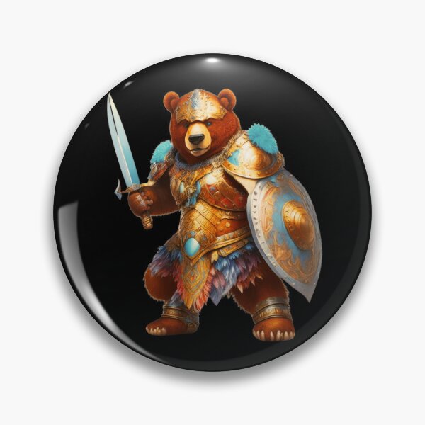 Item preview, Golden Guardian: Adorable Bear Warrior with Sword designed and sold by Just Art's Creations colinw2292@gmail.com.