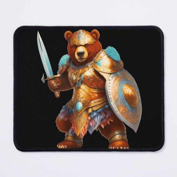 Item preview, Golden Guardian: Adorable Bear Warrior with Sword designed and sold by Just Art's Creations colinw2292@gmail.com.