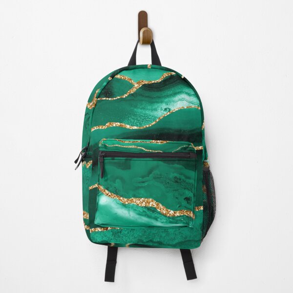Item preview, Emerald Green Malachite Faux Marble With Gold Glitter designed and sold by MysticMarble.