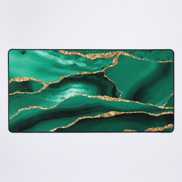 Item preview, Emerald Green Malachite Faux Marble With Gold Glitter designed and sold by MysticMarble.