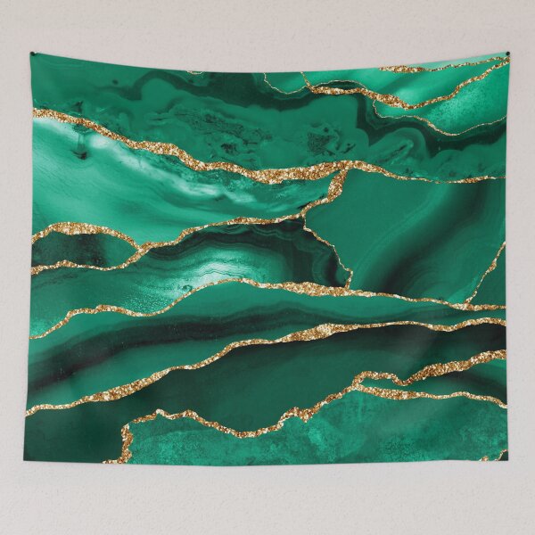 Item preview, Emerald Green Malachite Faux Marble With Gold Glitter designed and sold by MysticMarble.