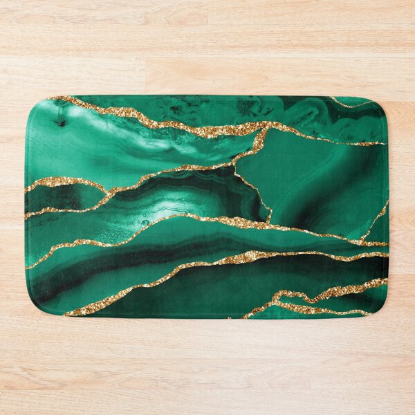 Item preview, Emerald Green Malachite Faux Marble With Gold Glitter designed and sold by MysticMarble.