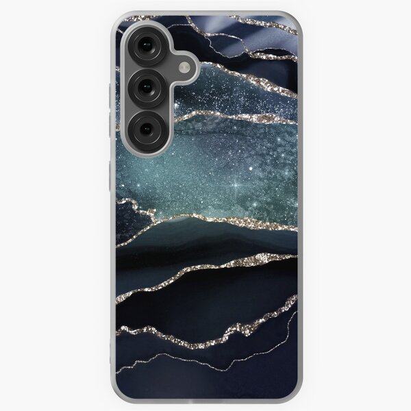 Vista previa del artículo con la obra «Glamour Night Black Milky Way Faux Marble Galaxy», diseñado y vendido por MysticMarble.