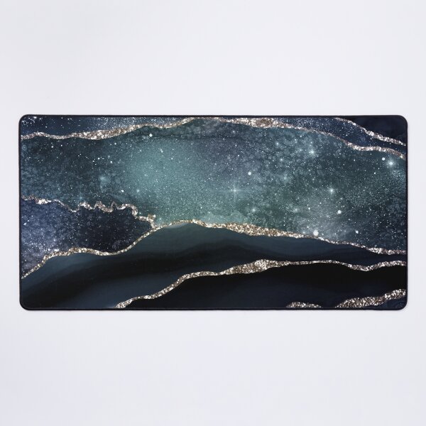 Aperçu de l'œuvre Glamour Night Voie lactée noire Galaxie en faux marbre créée et vendue par MysticMarble.