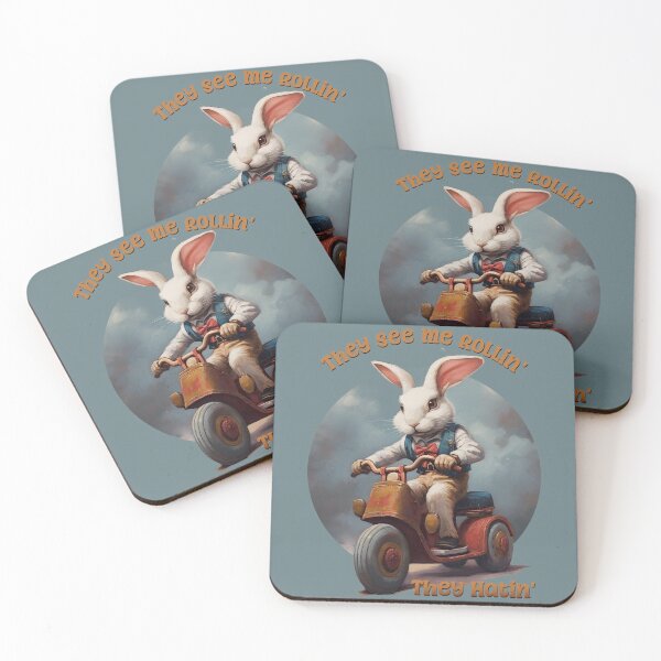 Item preview, They See Me Rollin', They Hatin' Funny Retro Bunny designed and sold by danielliamgill.