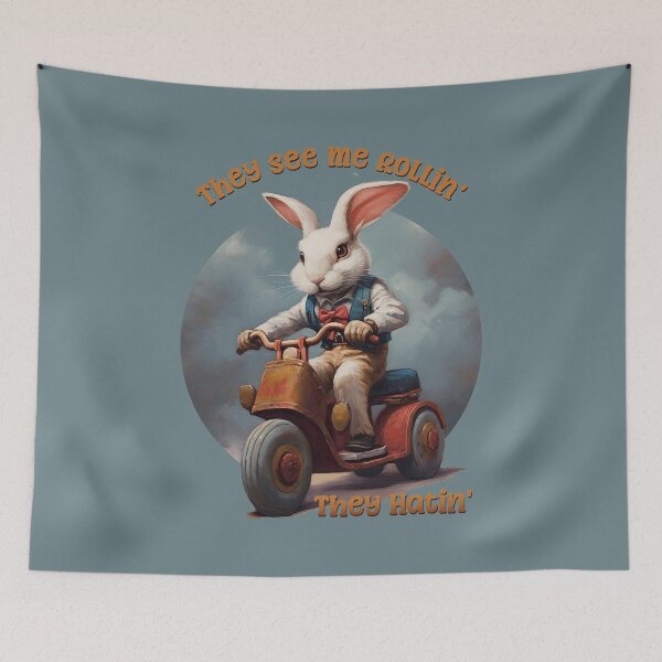Item preview, They See Me Rollin', They Hatin' Funny Retro Bunny designed and sold by danielliamgill.
