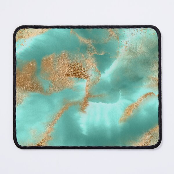 Item preview, Turquoise Ocean Glamour Gold Faux Marbled texture designed and sold by MysticMarble.
