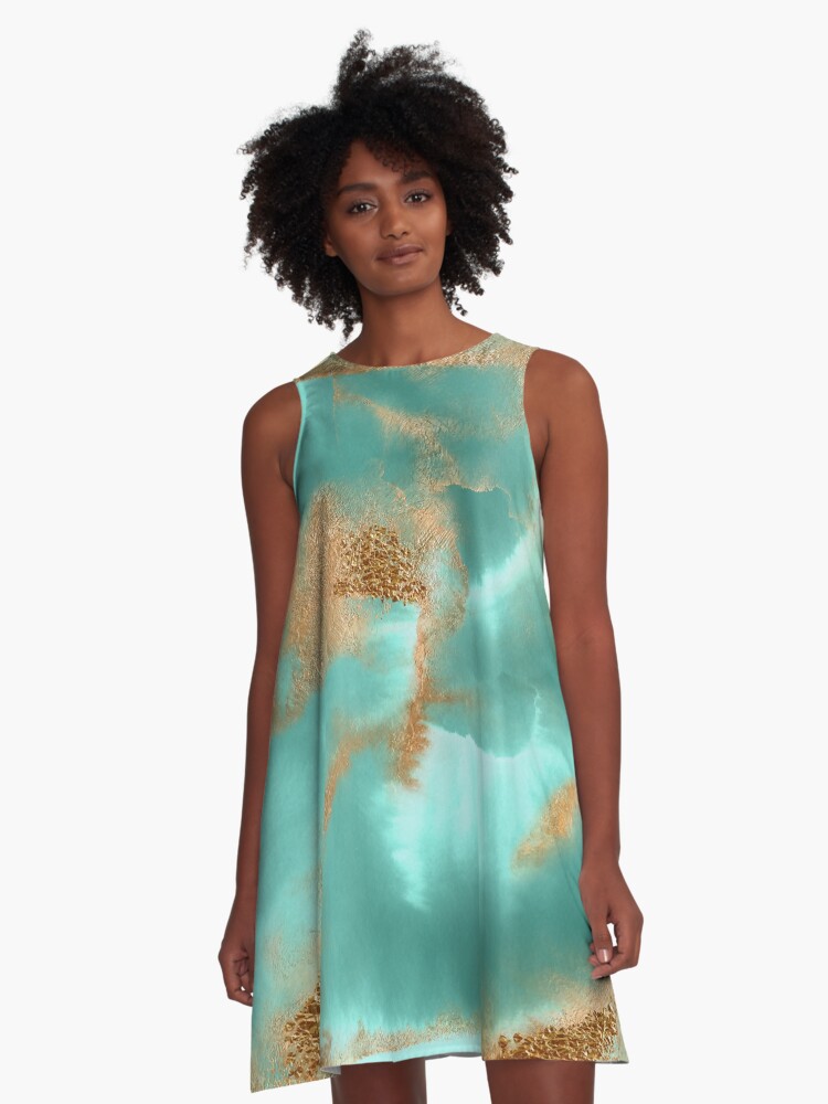 Turquoise and outlet gold dress