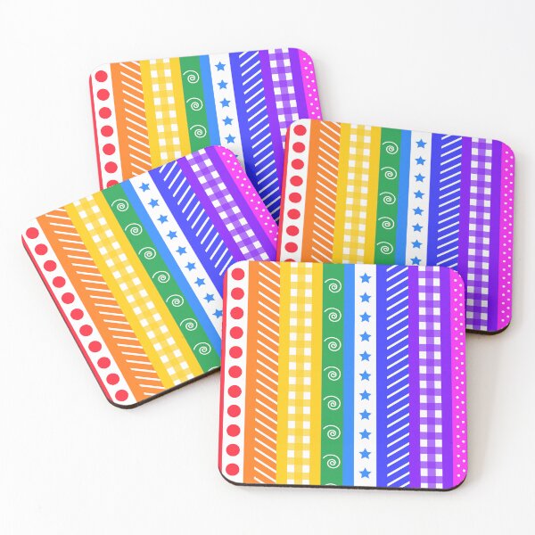 Item preview, Bright rainbow and white washi style stripes - vertical designed and sold by LittleBettyMakes.