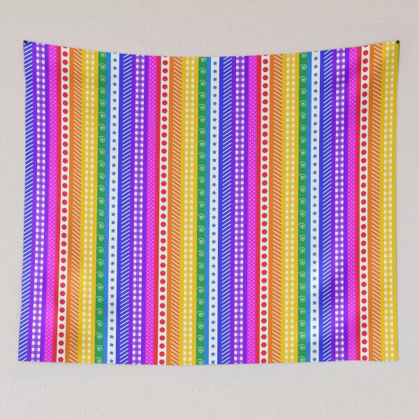 Item preview, Bright rainbow and white washi style stripes - vertical designed and sold by LittleBettyMakes.