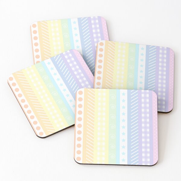 Item preview, Pastel rainbow and white washi style stripes - vertical designed and sold by LittleBettyMakes.