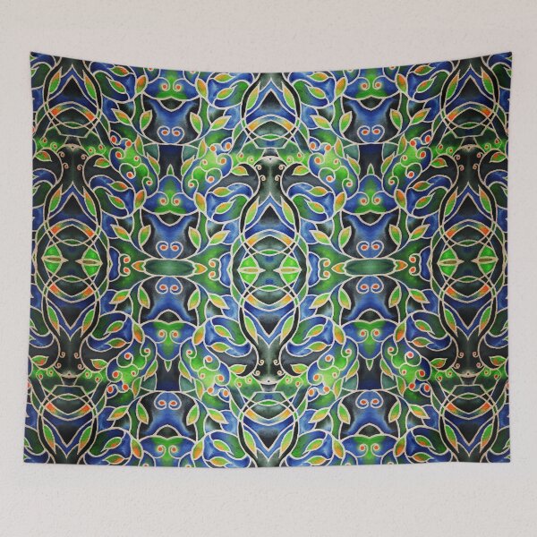 Item preview, Batik Style Pattern In Blue Gray Green designed and sold by Irina Sztukowski.