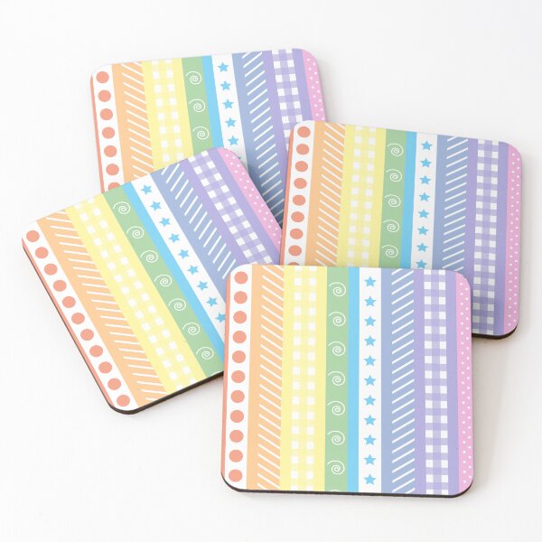 Item preview, Bright pastel rainbow washi style stripes - vertical designed and sold by LittleBettyMakes.
