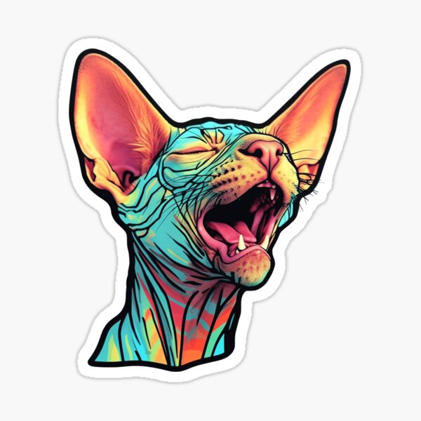 Colorful Sphynx Cat Singer Sticker