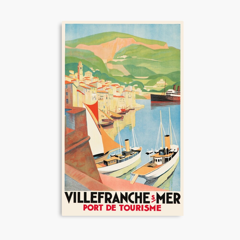 French Air Riviera Beach print Art Vintage Travel canvas