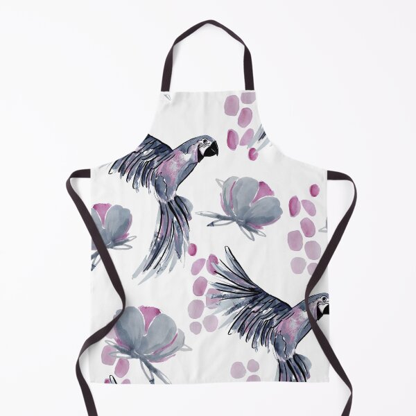 Aperçu de l'œuvre Oiseau tropical et fleurs aquarelle bleu rose motif créée et vendue par SoatCreation.
