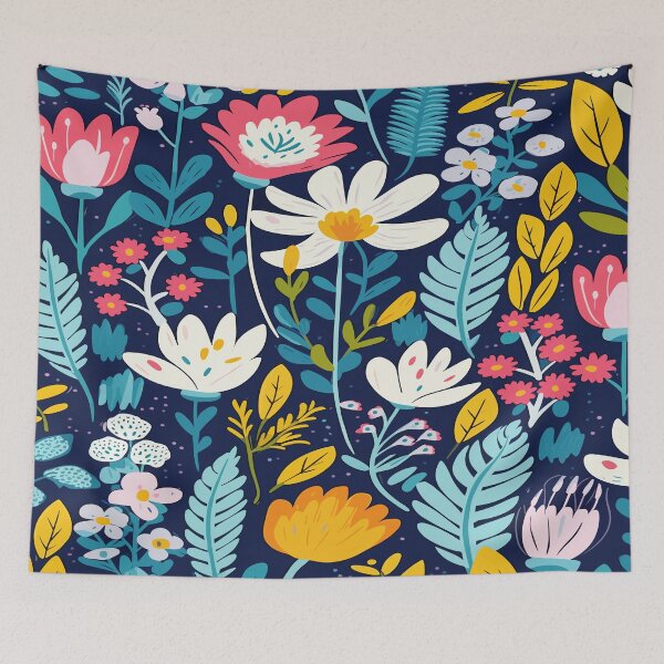 Item preview, Pattern with flowers with blue, white and yellow colors designed and sold by ColorDesign38.