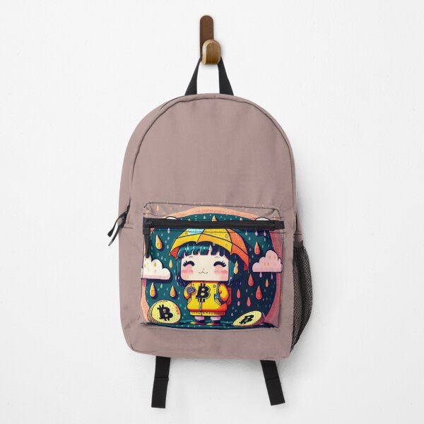 Item preview, It’s raining Bitcoins, happy girl designed and sold by WhatTheTrendsDo.