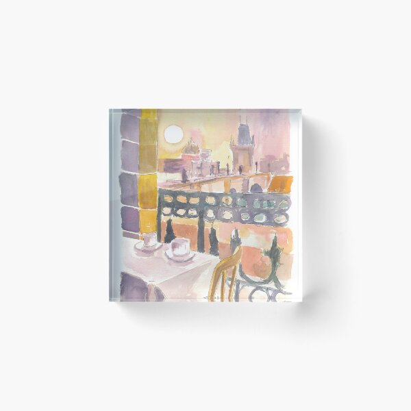 Item preview, Prague Czech Republic Cafe Table with View of Karluv Most Bridge designed and sold by artshop77.