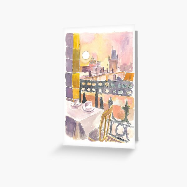 Item preview, Prague Czech Republic Cafe Table with View of Karluv Most Bridge designed and sold by artshop77.