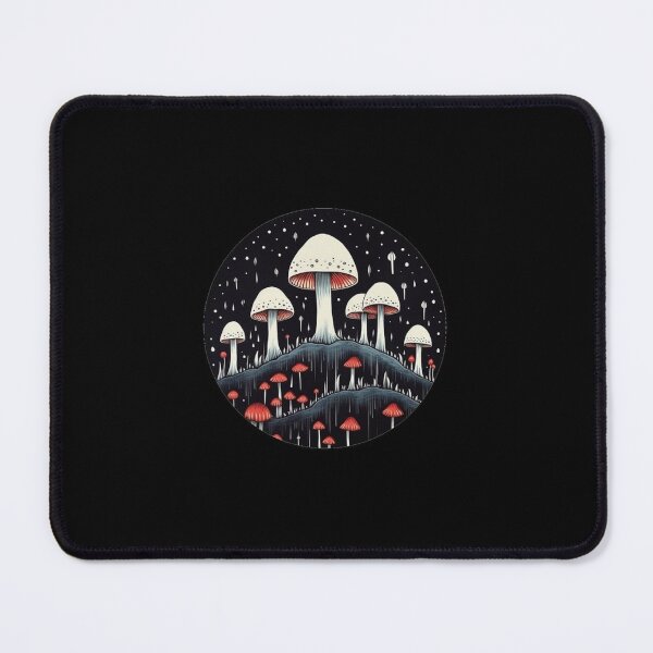 Item preview, Dark Mushrooms of Doom | Black | Witchcore, Goblincore, Vintage, Drawing, Aesthetic, Fungus, Fungi, Shrooms, Cosmic, Psychodelic designed and sold by FantasySoul.