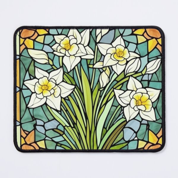 Item preview, A stained glass window with daffodils in bloom designed and sold by AmityJamity.