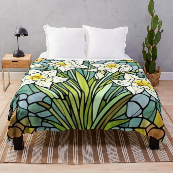 Item preview, A stained glass window with daffodils in bloom designed and sold by AmityJamity.