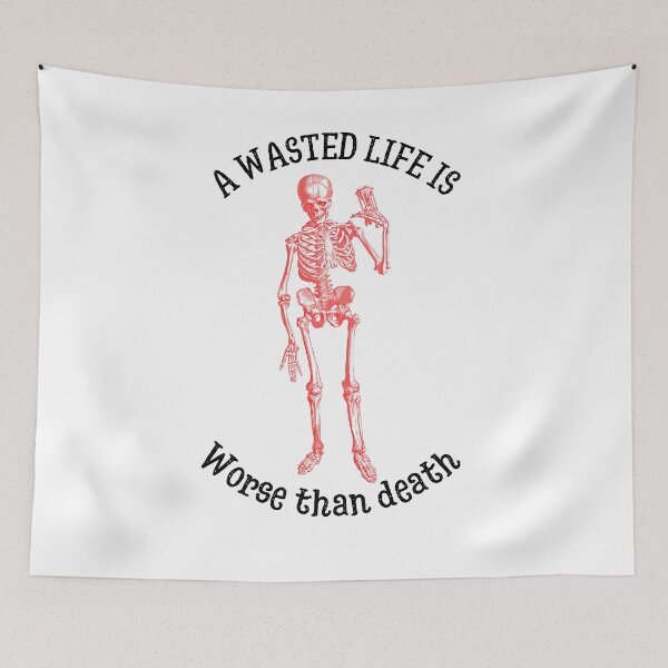 Item preview, A WASTED LIFE IS WORSE THAN DEATH ESSENTIAL CLASSIC SARCASME T-SHIRT  designed and sold by Scopy ⭐⭐⭐⭐⭐.