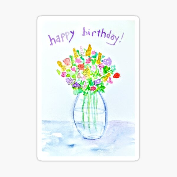 Happy Birthday - Flowers Sticker for Sale by Indhu Anavankota