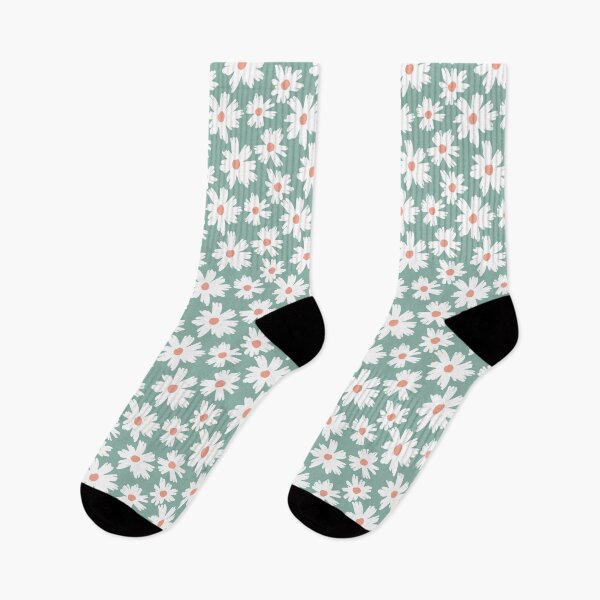 Item preview, Peachy green white daisy, modern cute daisy designed and sold by inkbearblue.