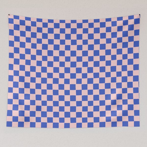 Item preview, Hand Drawn Checkered Print - Cobalt and Pink designed and sold by latheandquill.
