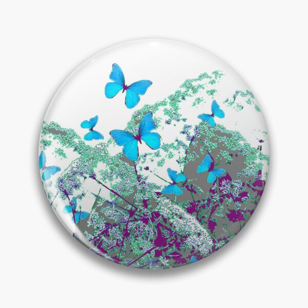 Item preview, BLUE SPRING BUTTERFLIES LACE FLORALS GARDEN GREY ART designed and sold by sharlesart.
